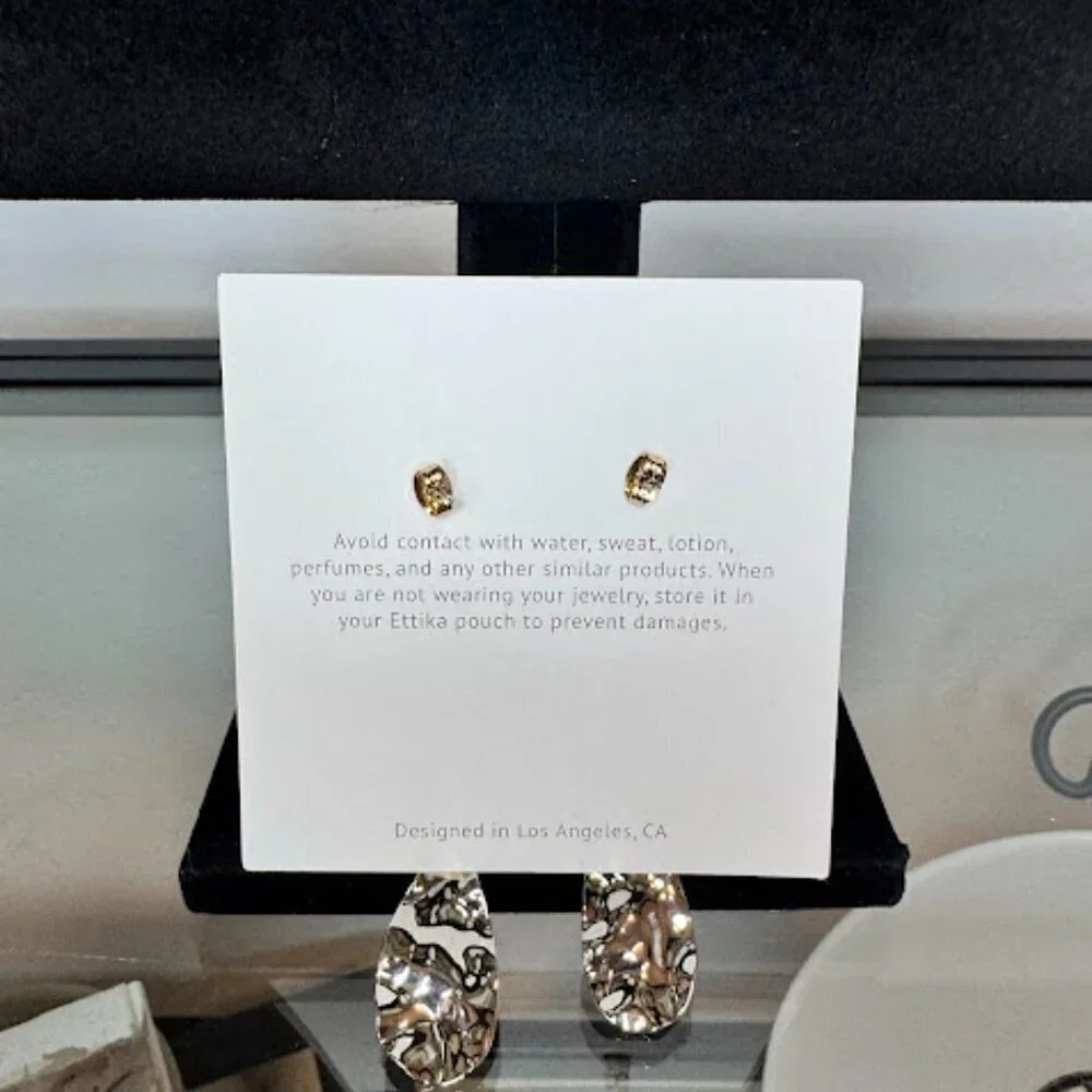 NWT Ettika Hammered Two-Tone Drop Earrings Silver Gold